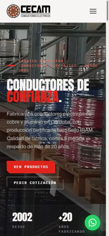 CECAM: captura real de la web en celular