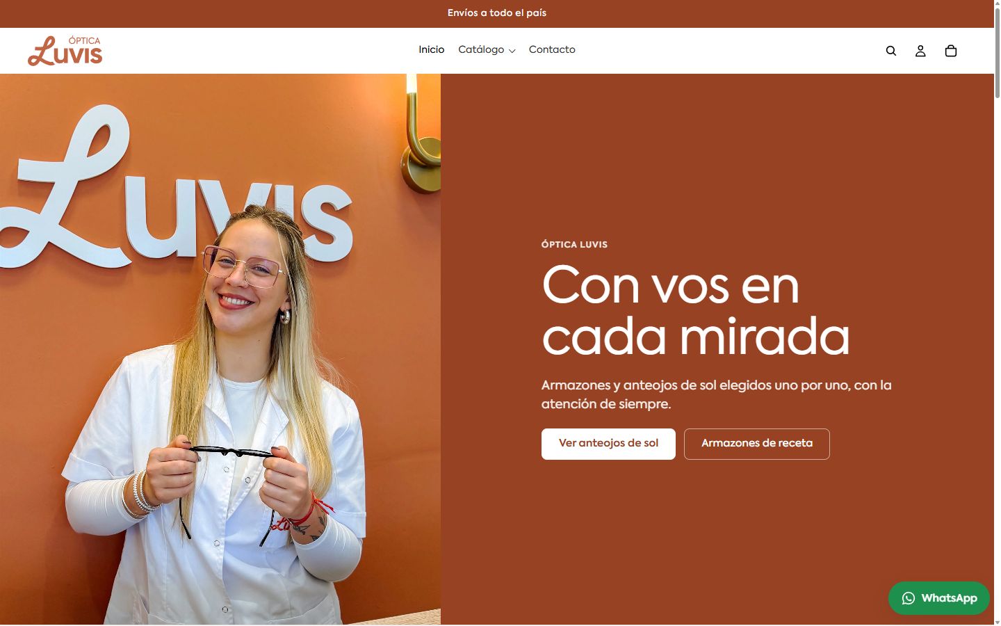 Óptica Luvis: captura real de la web en escritorio