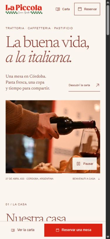 La Piccola, vista previa de la web en celular