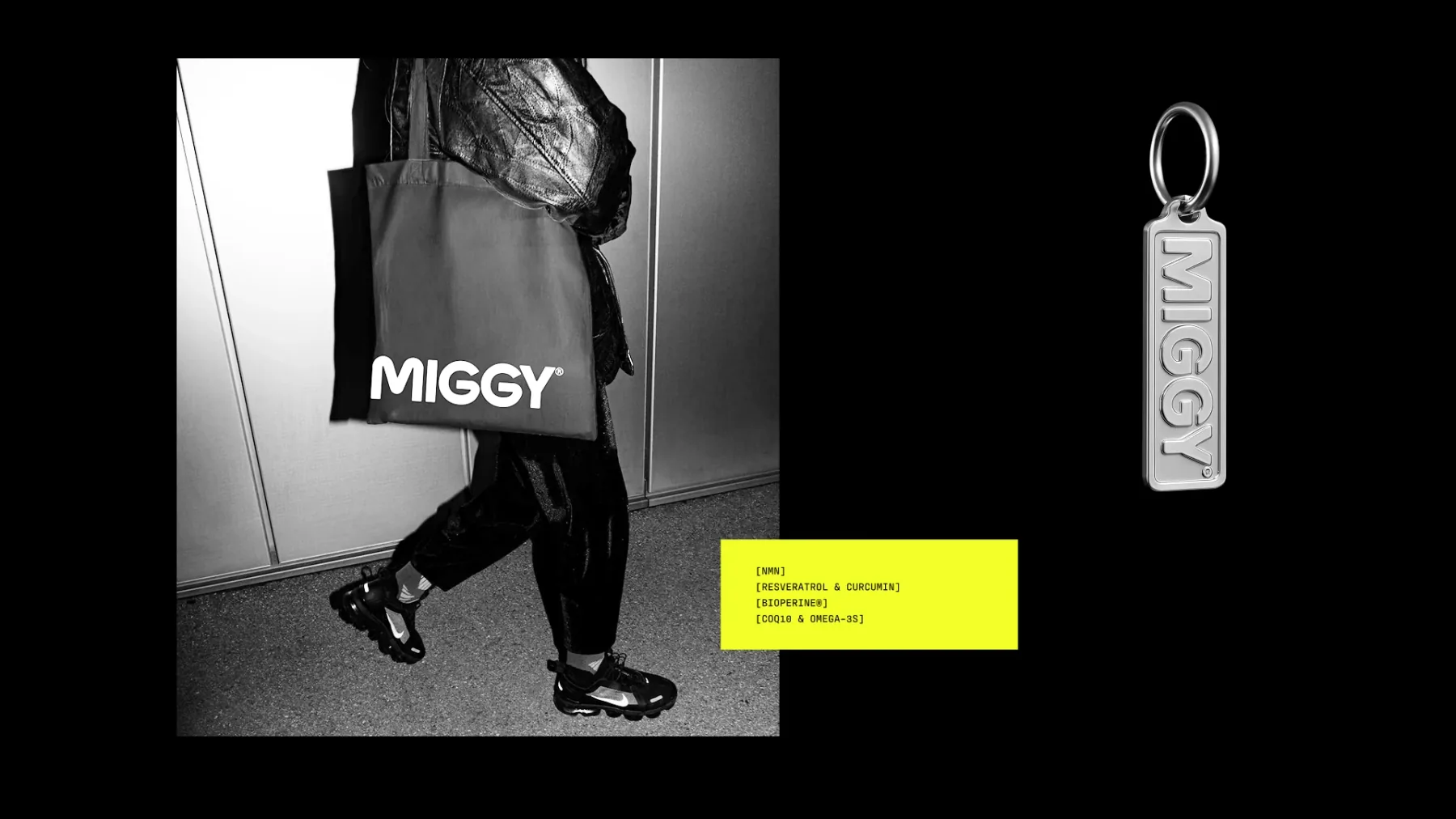 MIGGY tote, ingredient card and keychain