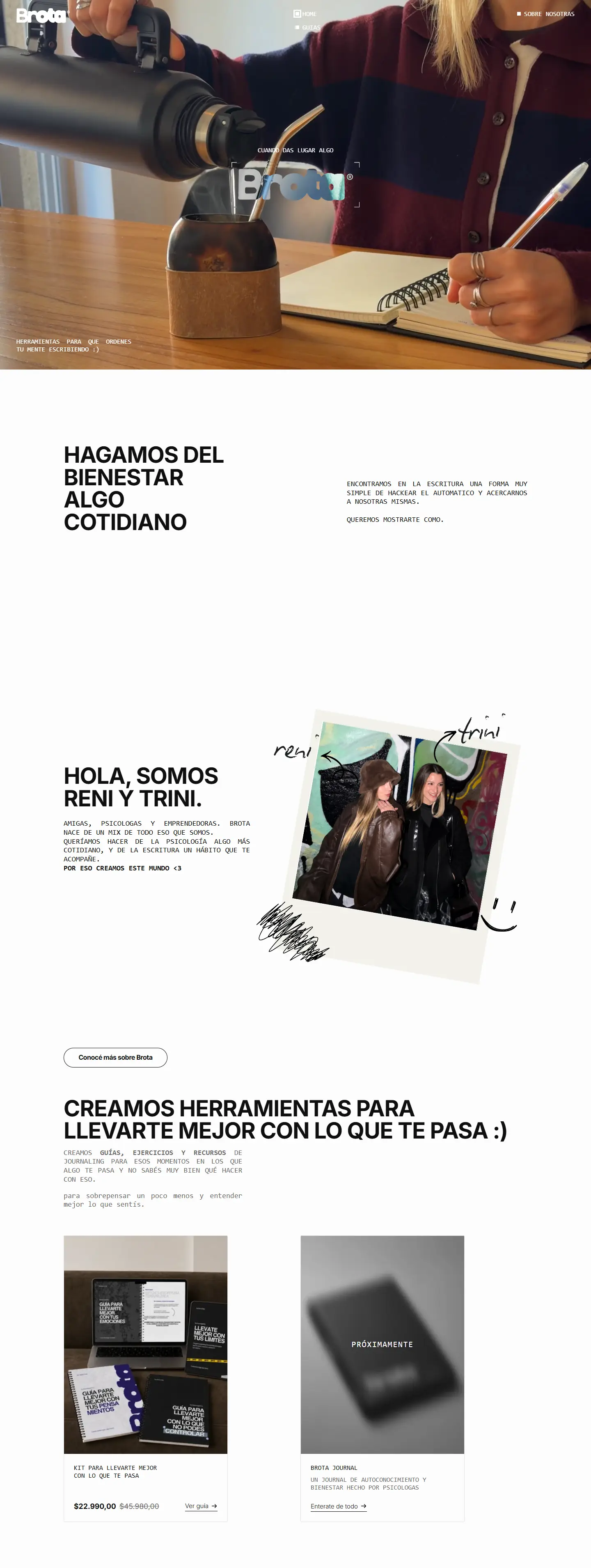 Brota website on desktop, captured from the site