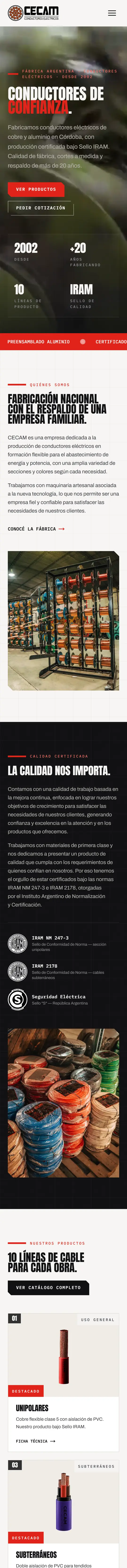 CECAM website on a phone, captured from the site