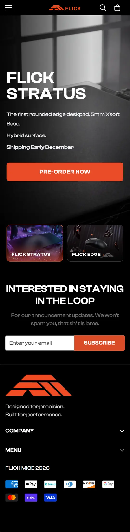 Flick website on a phone, captured from the site