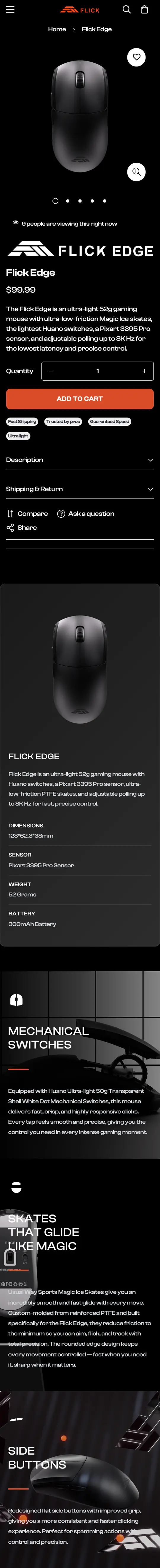 Flick Edge website on a phone, captured from the site